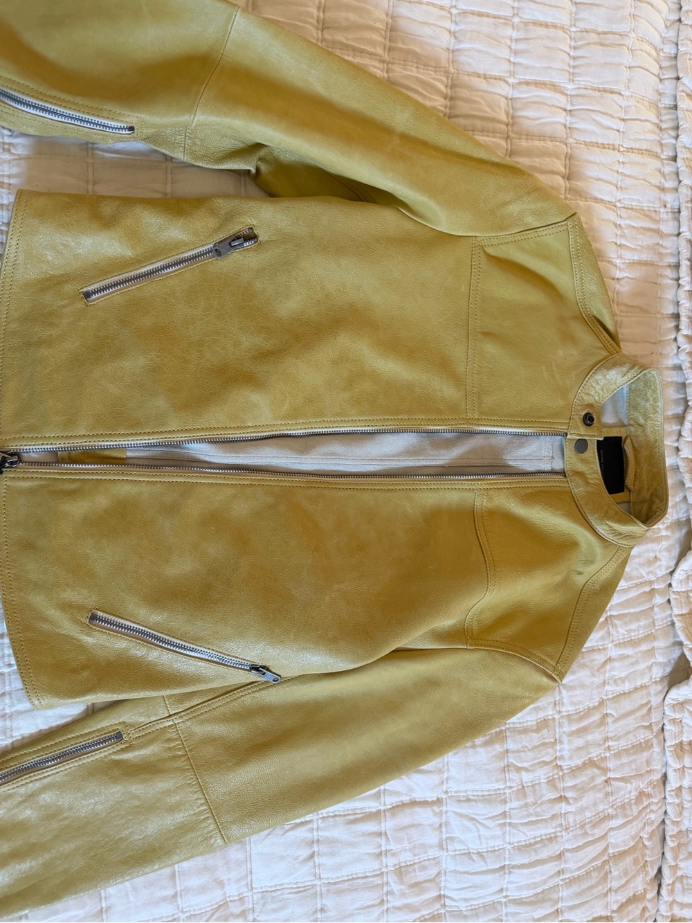 Zara leather yellow jacket